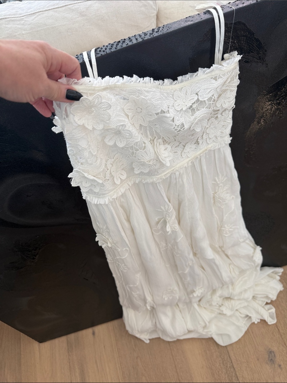 Free People Ivory Floral Lace Slip Dress